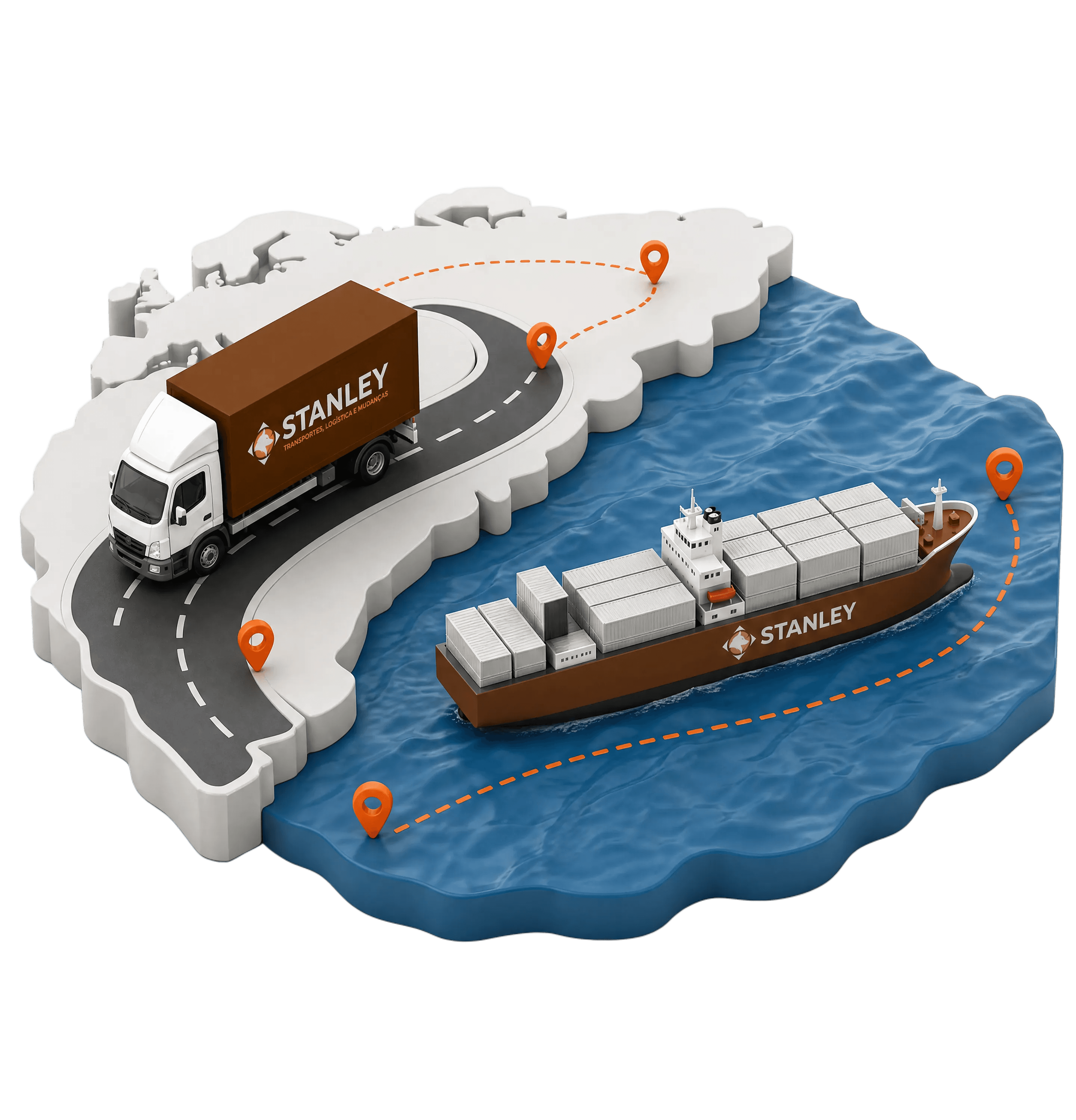 Mapa de rotas internacionais realizadas pela Stanley Transportes na Europa